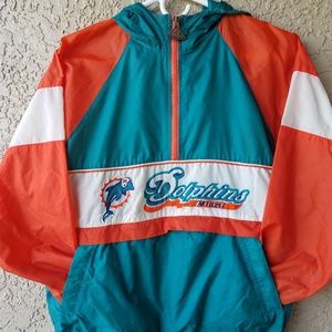 Vintage 90's Miami Dolphins NFL rain Jacket w/hood